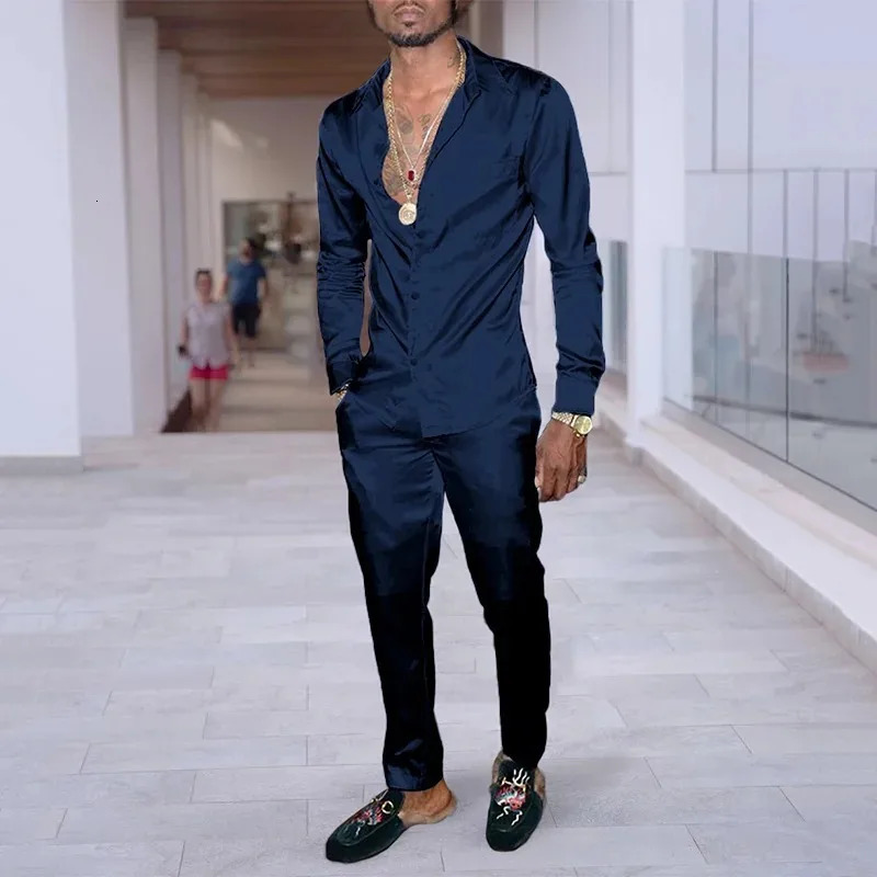 Mens autumn and winter twopiece trendy cardigan shirt casual sports suit mens full set top MB12ML4 241204