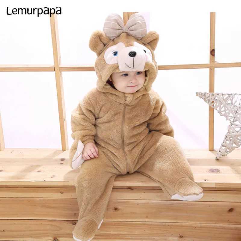 Pajamas Kigurumis Baby Clothes Onesie Romper kawaii Rabbit Cat Infant Baby Clothing One piece Rompers Newborn Playsuit Winter Warm H241205