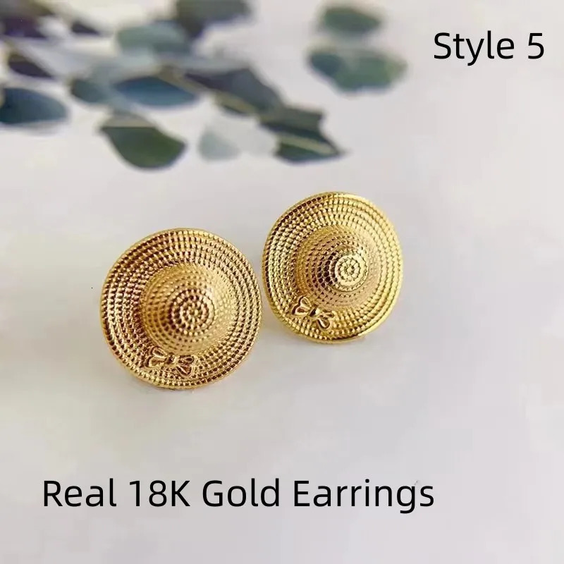 YUNLI Real 18K gold clover stud earrings pure AU750 heart-shaped earrings womens exquisite jewelry gifts 241205