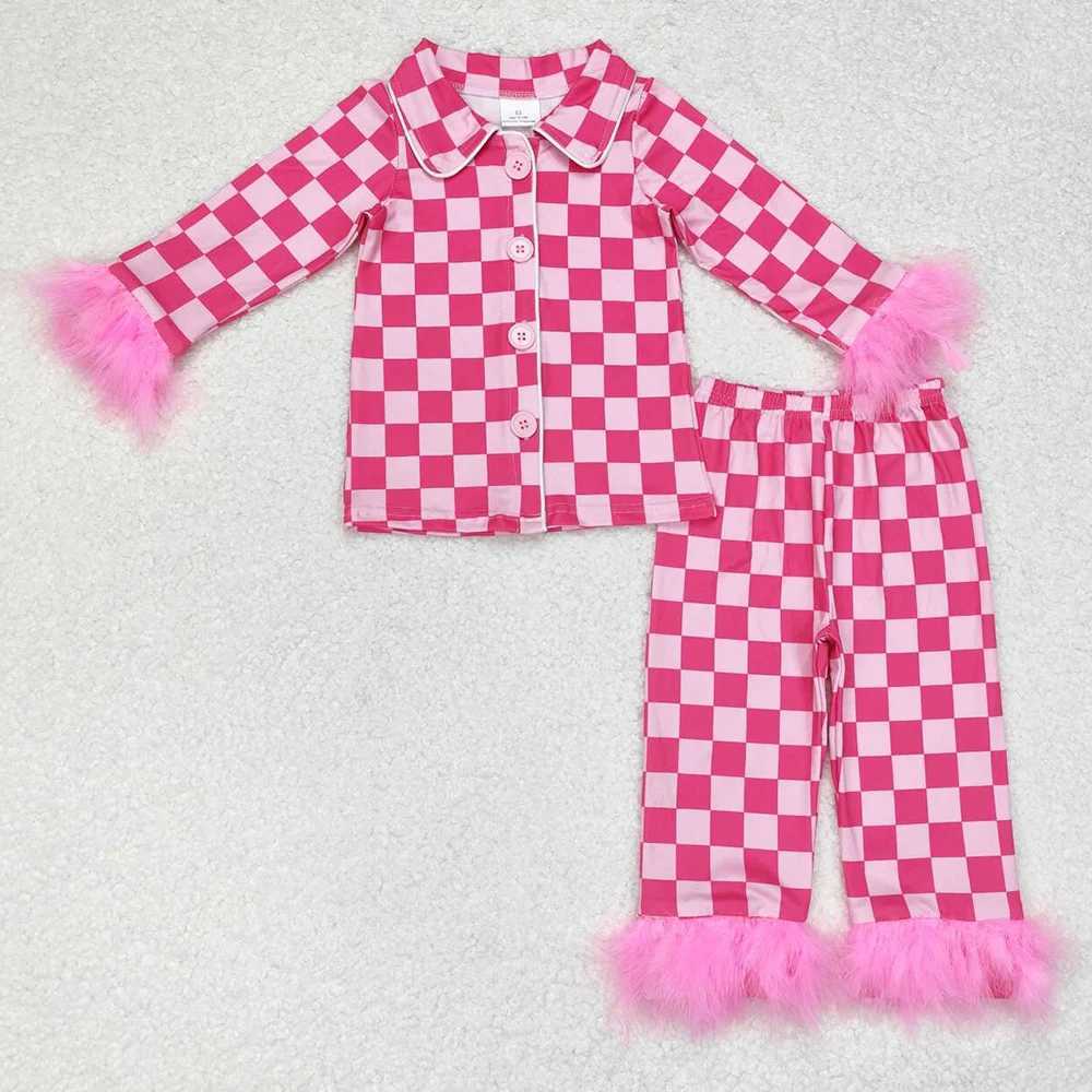 Pajamas New Fashion Kids Designer Clothes Girls Christmas Santa Claus Fur Long Sleeve Tops Pants Sets Toddler Baby Girls Pajamas Outfits H241205