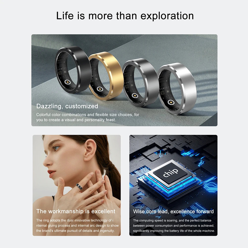 Smart Ring Waterproof Sports Smart Health Ring Health Monitor Activity and Sleep Tracker for Android and iOS 241205