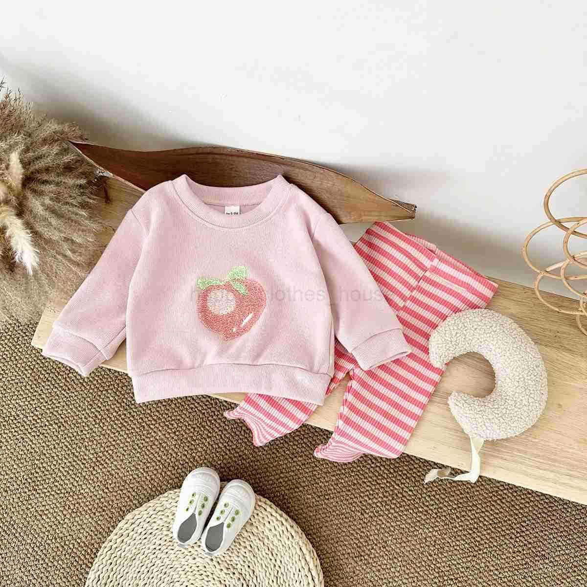Autumn Baby Girls Suit Childrens Clothing 0-3Y Infant Toddler Boys Sets Long Sleeved Baby Clothes Soft Fruit Pattern PulloverXJ241205