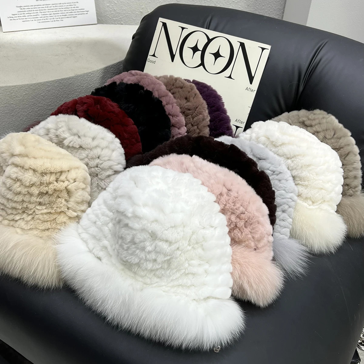 Womens Winter True Rex Rabbit Fur Bomber Hat Womens Winter True Fox Fur Hat Beanies Warm Soft Fluffy Natural Fur Hat 241205