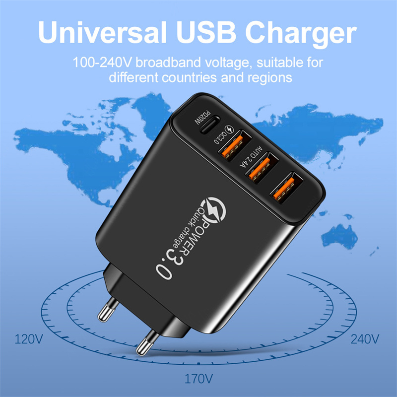 30W USB C Charger Fast Charge Charger PD TypeC Quick Charge3.0 Wall Power Adapter for iPhone 16 15 14 13 12 11 Plus Pro Max Xiaomi Samsung Huawei Phon
