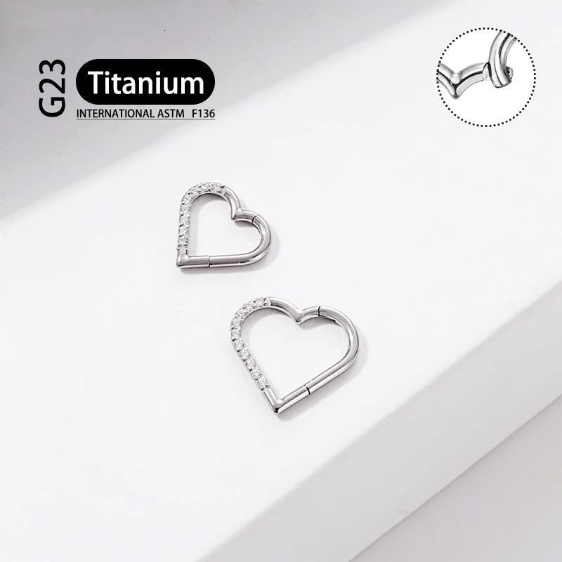 10Pcs G23 Heart Earrings Zircon Womens Fashion Heart shaped Round Earrings Fashion Gifts Perforated Jewelry 241205