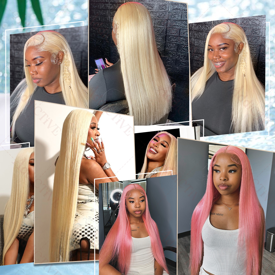 Honey Blonde 613 HD 250% 13X6 Straight Front Human 40 Inches 13X4 Lace Frontal Wigs 5X5 Closure Remy Hair Wig