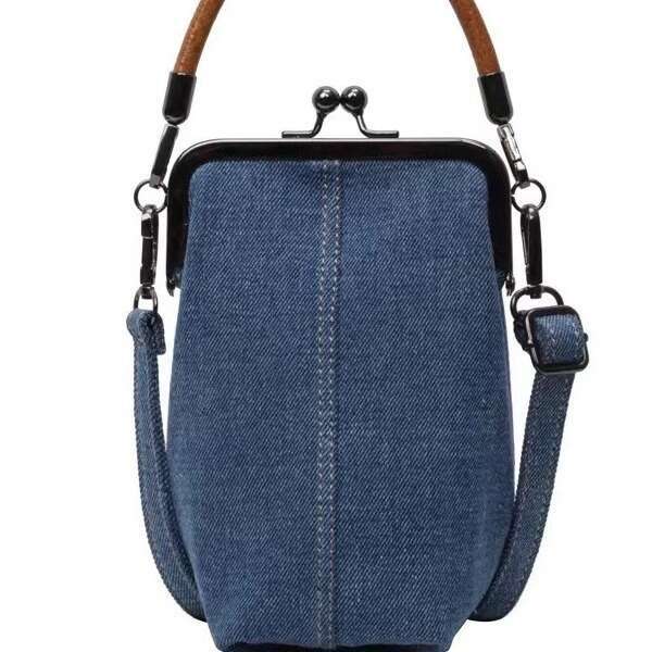 Fashionable casual denim mobile phone crossbody bag, artistic handbag, versatile commuting handmade women's bag