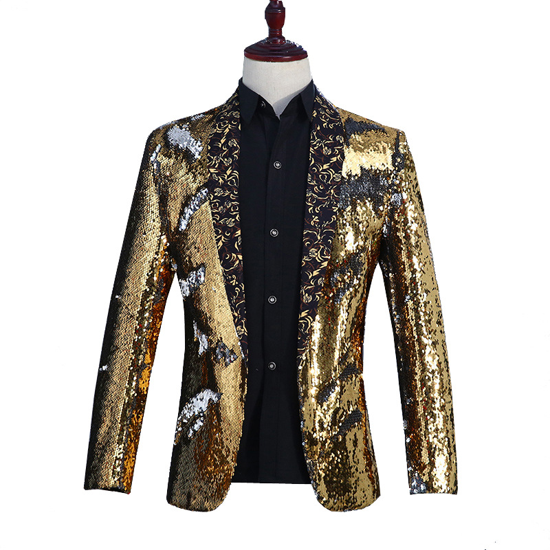 K898 Men's Gradient Sequin Suit - Performance Dress for Host Emcees & Performers