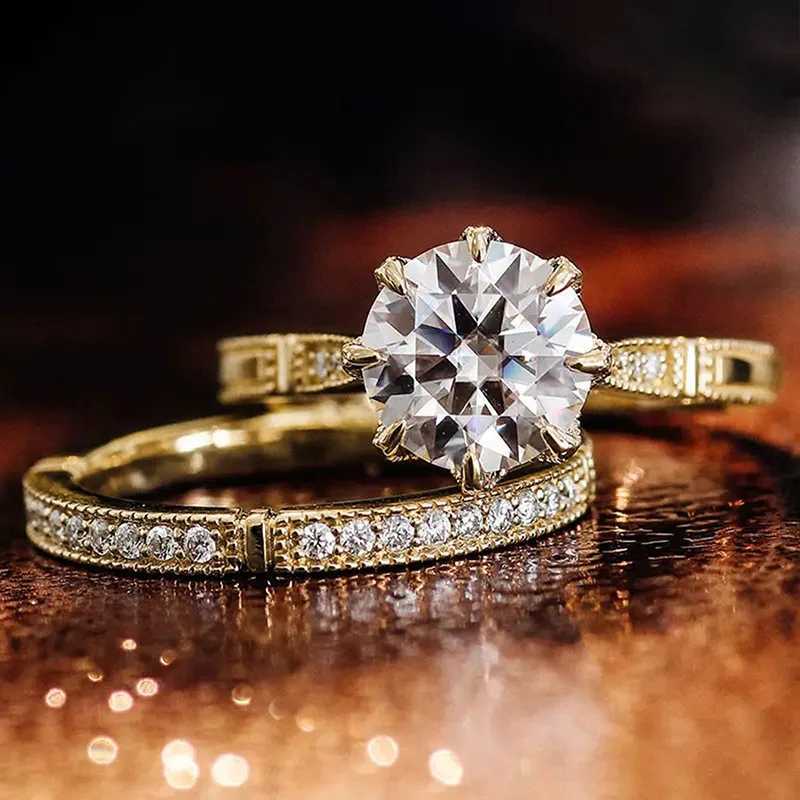 925 sterling silver cubic zirconia ring suitable for womens engagement and wedding luxurious gold bridal set new jewelry W241205