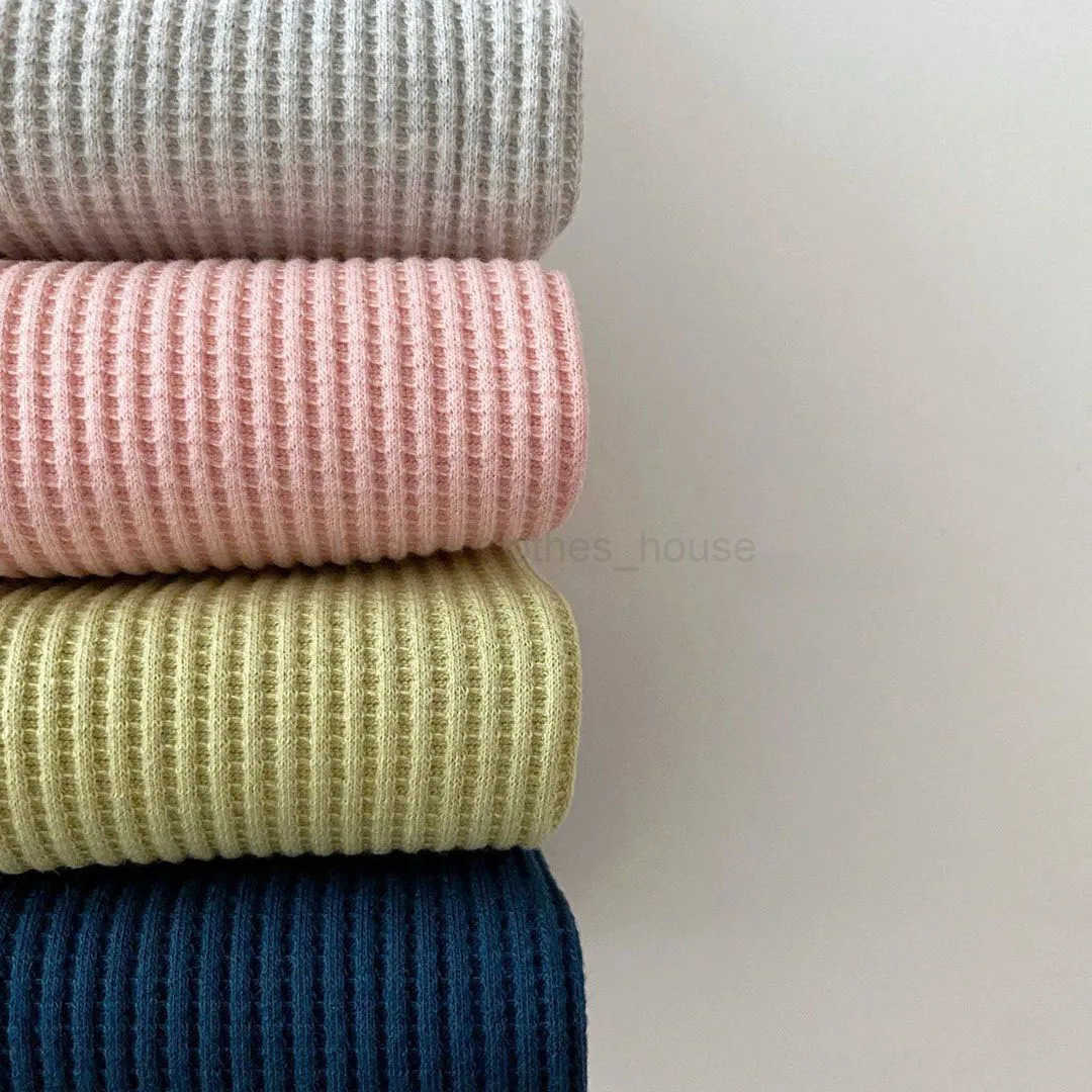 Korean Baby Clothing Sets Waffle Cotton Kids Boys Girls Clothes Spring Autumn Loose Tracksuit Pullovers Tops+Pants 2PCS SetsXJ241205