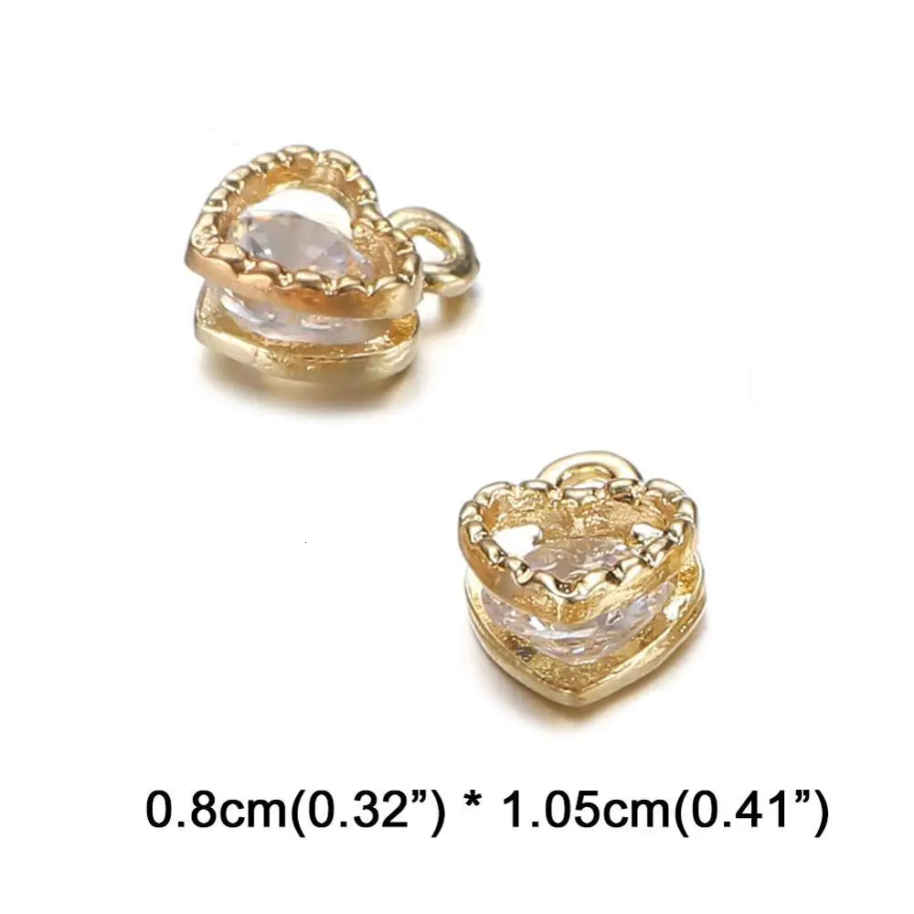 10PCSLots Shining Small Zircon Pendants Heart Crystal Charms for Jewelry DIY Making Accessories 241122