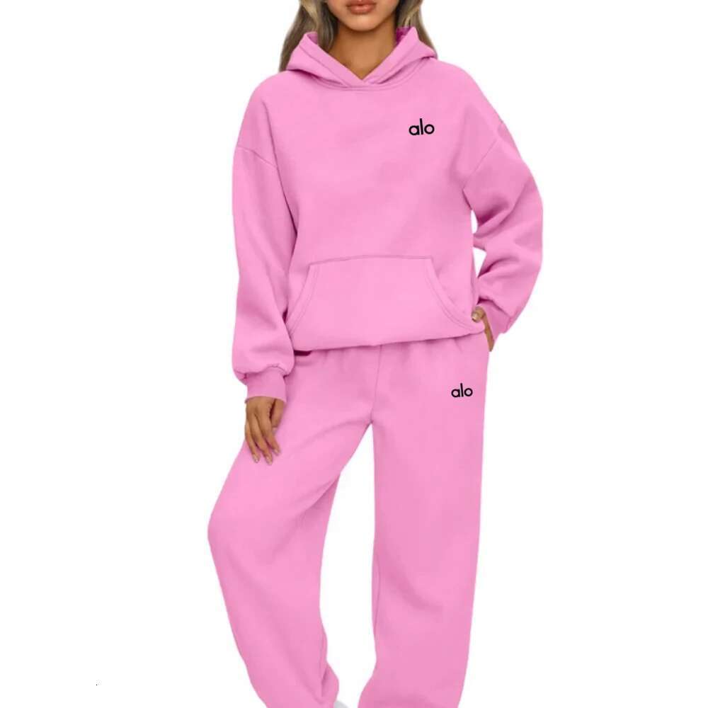 Men's and women's casual hoodie set, long sleeved loose hooded sweatshirt and long pants, autumn new women's fashion two-piece set