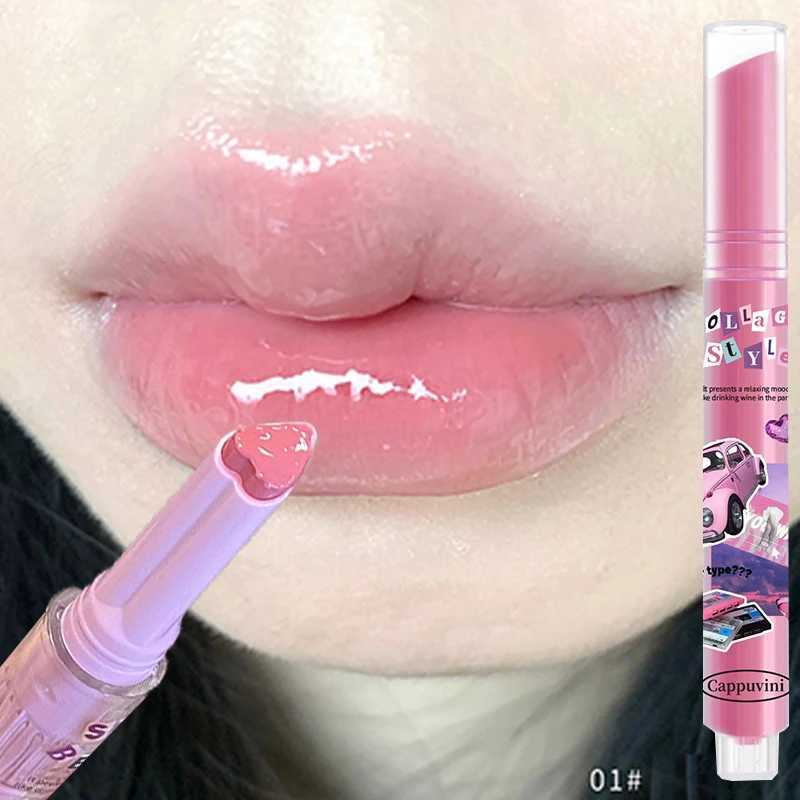 Love Shape Jelly Mirror Lipstick Makeup Flower Jelly Water Lip Gloss Clear Light Hydrating Lip Tint Non-stick Cup Korea CosmeticXJ241205
