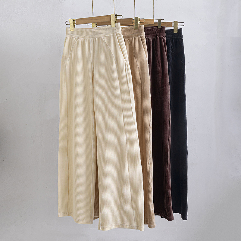 2025--new yoga sweatpants Scuba Ladies' mid waist wide leg pants Advanced corduroy casual pants Hanging straight leg pants