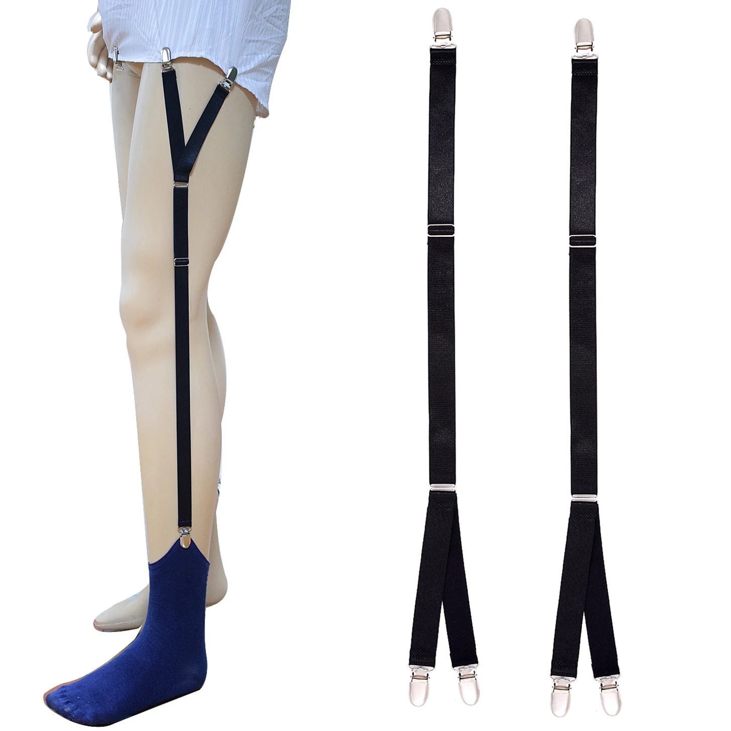 1 Pair Shirt Stays Holders for Men Military Adjustable Elastic Leg Suspenders Straps Non Slip Tucker Sock Garters 241122