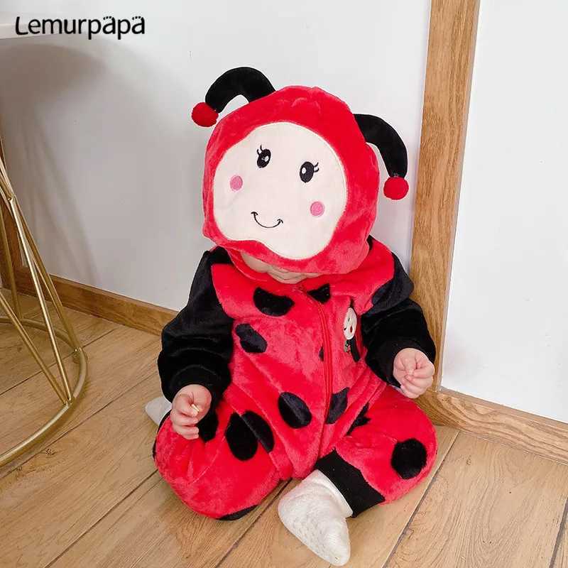 Pajamas Newborn Baby Clothes Romper Onesie Winter Infant Baby Costume Ropa bebe Soft Girls Boys Rompers Cute Bee Flannel Toddler Outfits H241205