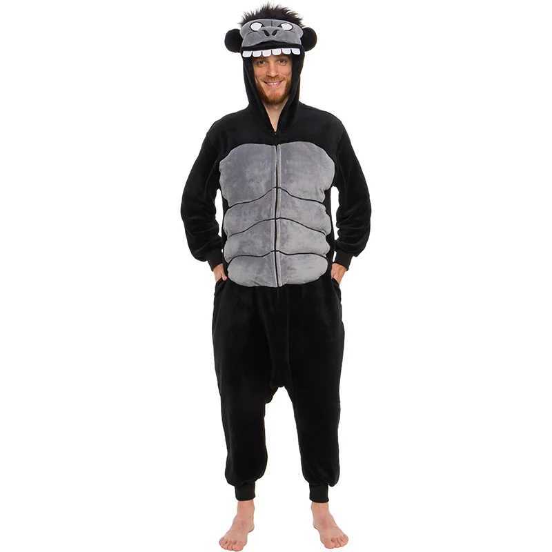 Pajamas 2024 Kids Monster Monkey Blanket Onesie Animal Chimpanzee Hooded Pyjamas Adult Gorilla Union Suit Halloween Costume For Family H241205