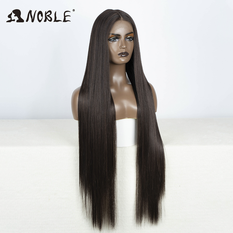 Noble Front 38 Inch Long Straight Lace Wig Ombre Blonde Hair Cosplay Wigs For Women Synthetic Lace Front Wigs