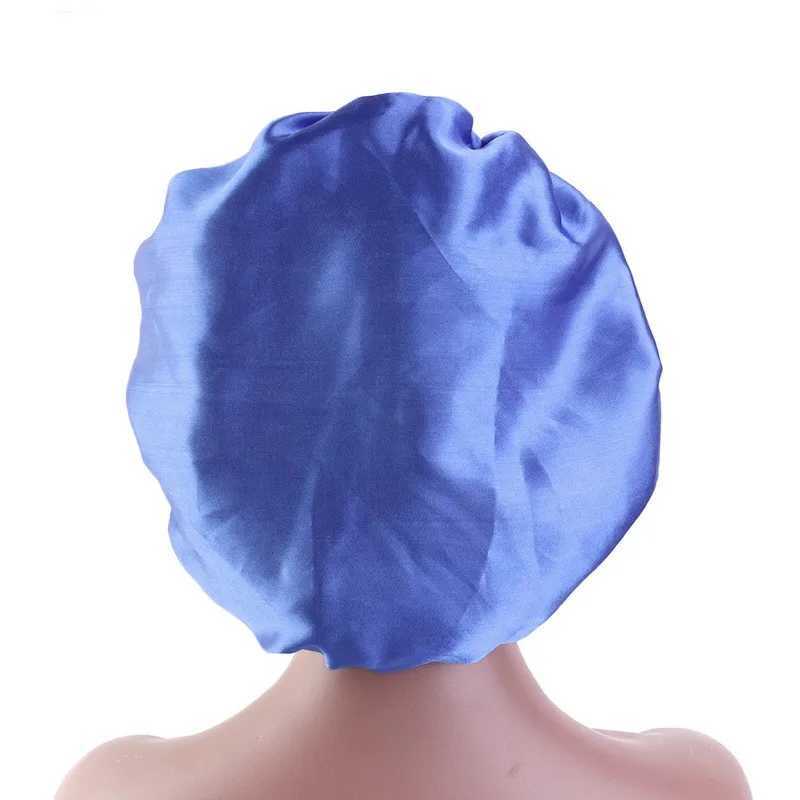 Satin Solid Sleeping Hat Night Sleep Hair Care Bonnet Womens Nightc Silky Shower Cs Comfortable Elastic Band Unisex CXJ241205