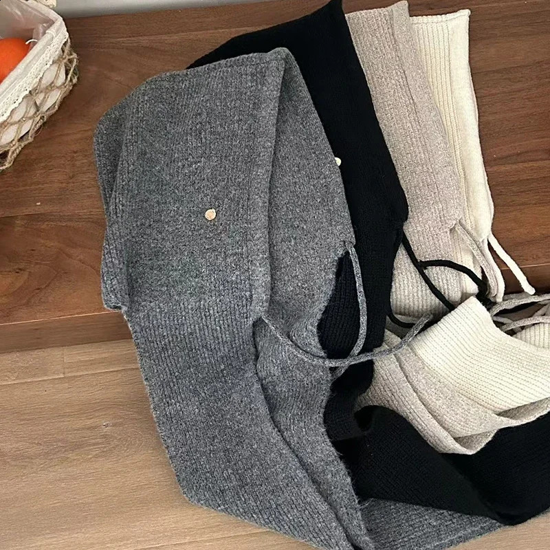 Winter Balaclava Mens Scarf Hat Womens Warm Knitted Hoodie Outdoor Brushed One Piece Collar Bear Hat 241205