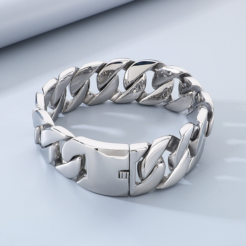 43mm Hip Hop Miami Cuban Chain Necklace Solid Stainless Steel Heavy Strong Choker Collar Jewelry