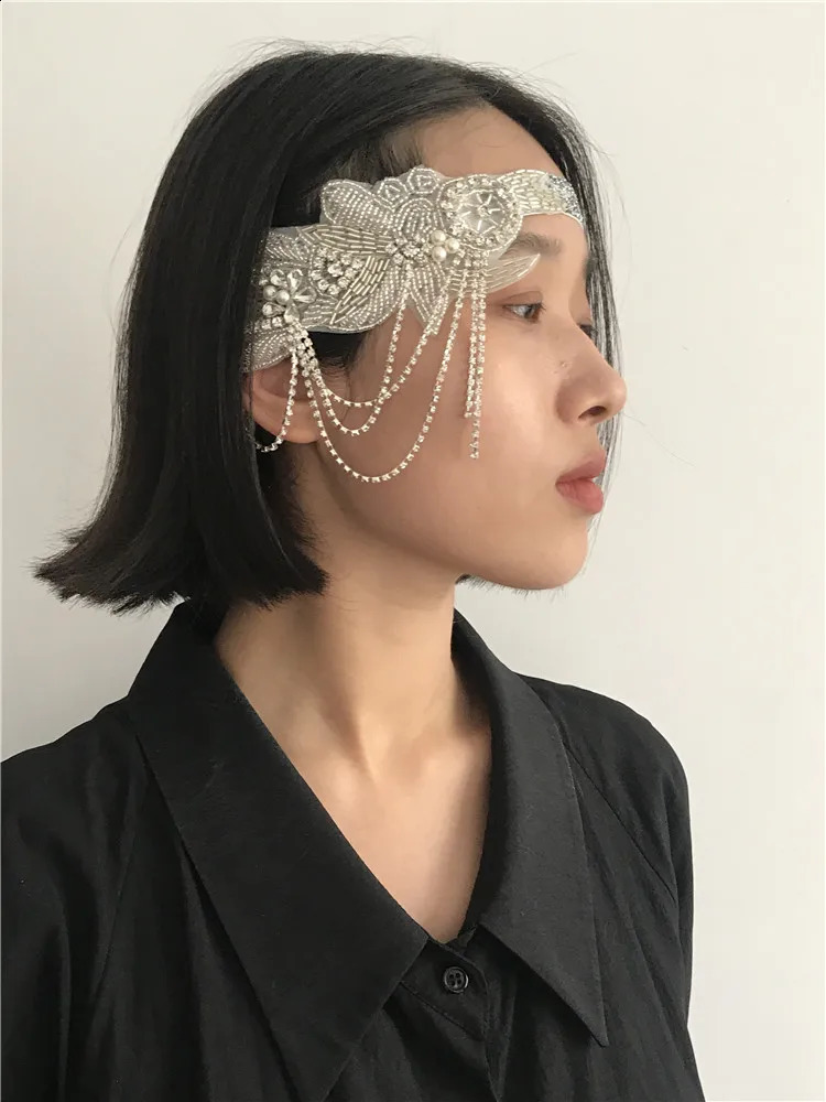 1920s Silver Beaded Headpiece Headband Great Gatsby Headdress Vintage Woman Unisex Halloween party wear decor Hair Accessories 241122
