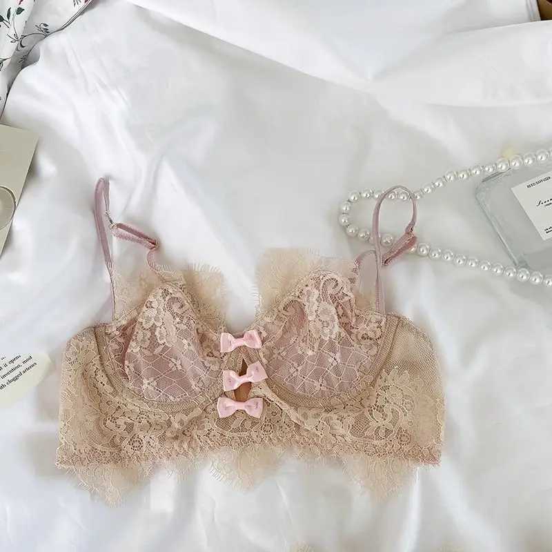 French sexy lace lingerie for womens anti sagging collection soft steel ring ultra-thin bra setXJ241205