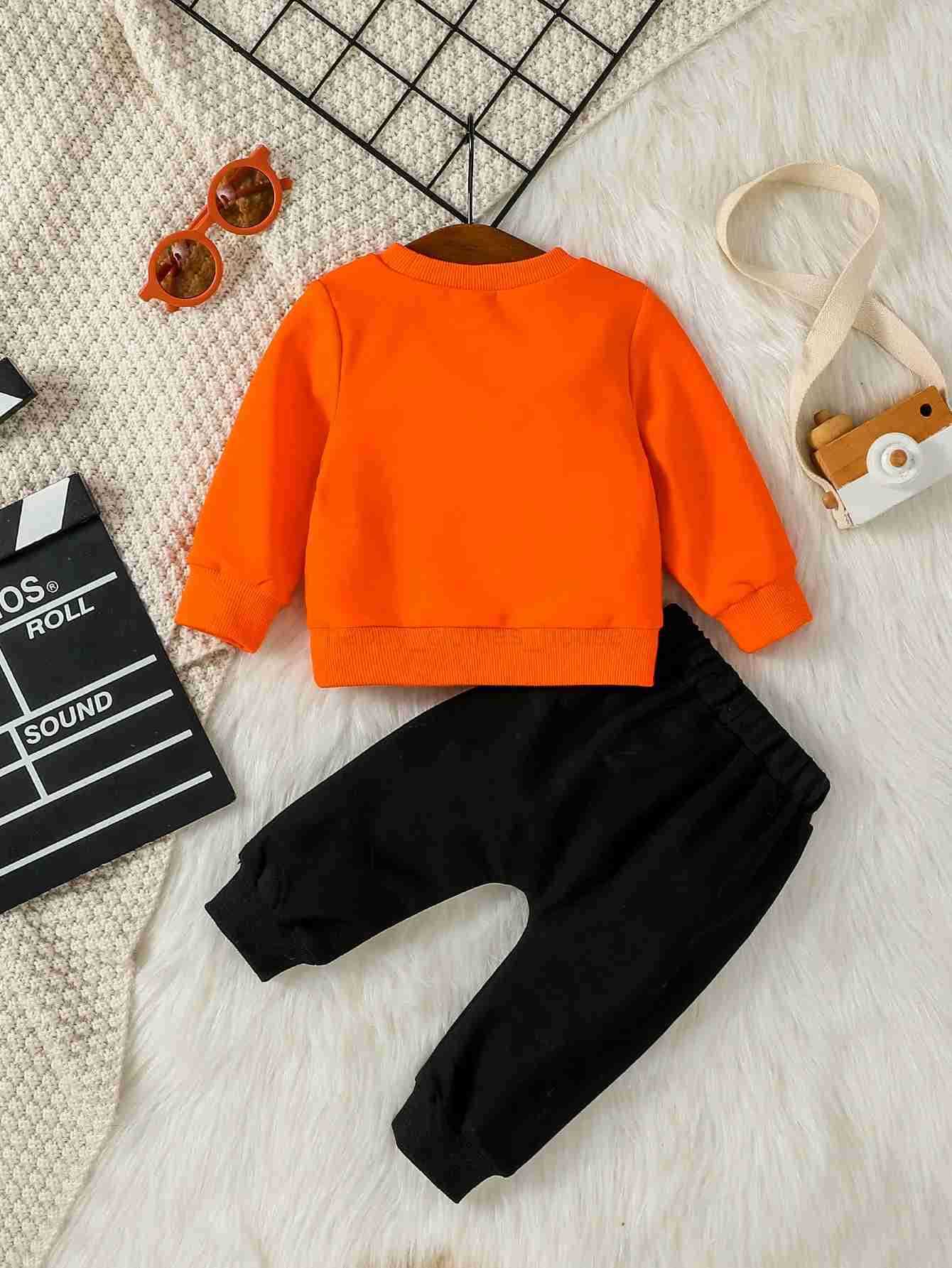 0-3Y Baby Boys Autumn Winter Clothes Set Long Sleeve Letter Print Tops Sweatshirt Pants Toddler Daily OutfitsXJ241205