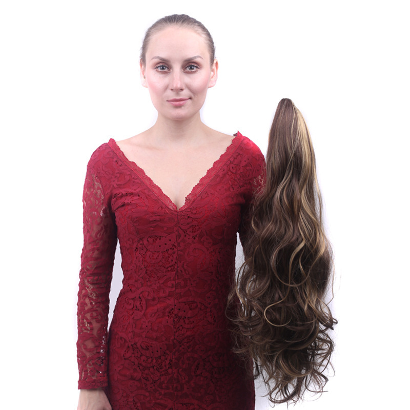 Women Curly Hair Simulation High Ponytail Grasping Clip Ponytail Big Wave Chemical Fiber Claw Clip Fluffy Natural