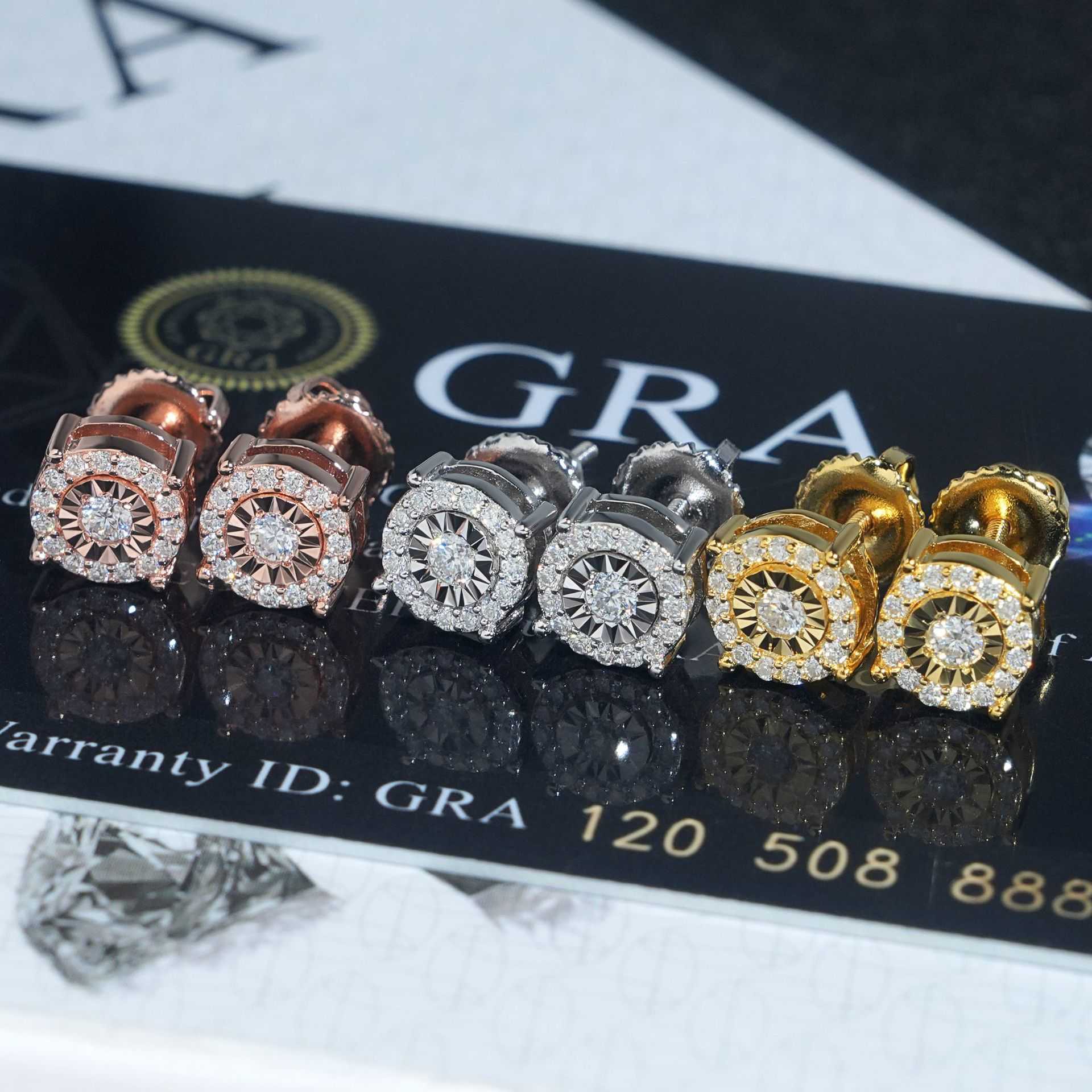 New car ral S sier inlaid D-color moissanite simple and atmospheric earrings