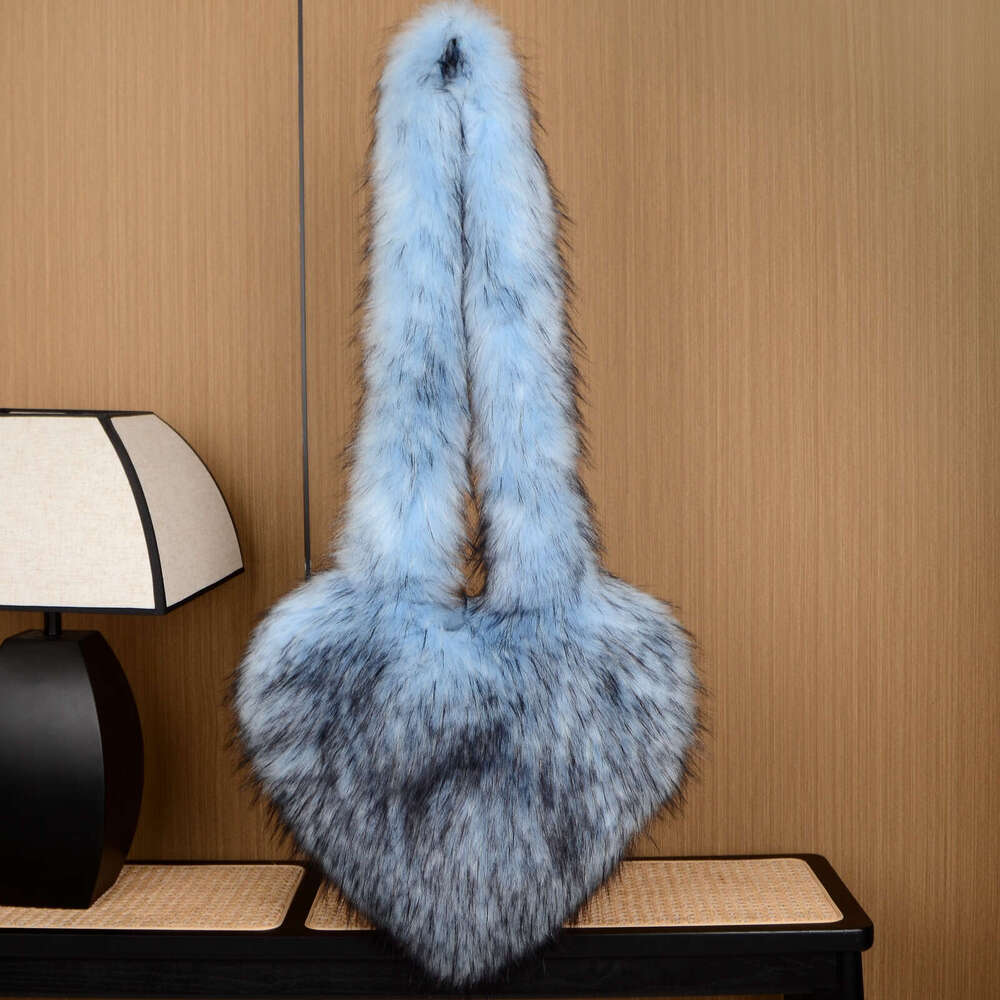 Large Tote Bag for Women Crossbody Shoulder Bags Soft Winter Fluffy Fuzzy Furry Plush Top Handle Purse and Handbag with Cute Heart Design