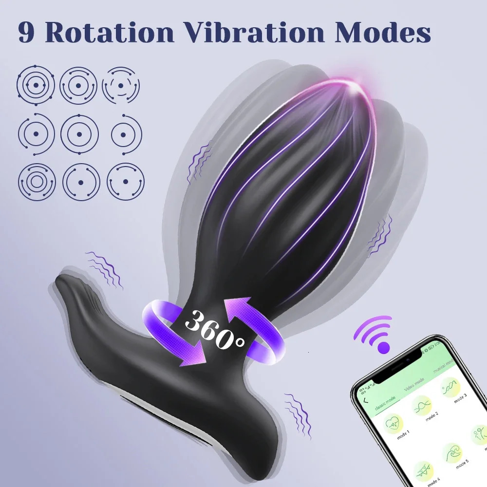APP Control Anal Vibrator Male Rotation Prostate Massager Wireless Remote Men Ass Butt Plug Vibrating Adult Sex Toys for Woman 241205