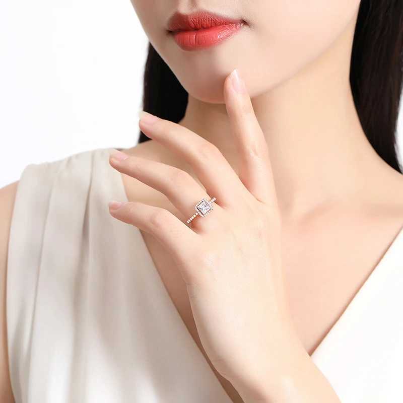 Original 925 sterling silver ring womens heart-shaped crown crystal rose gold engagement ring wedding stacking ring jewelry gift W241205