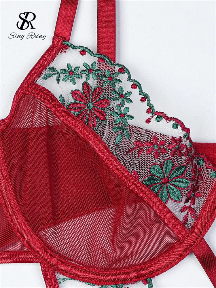 SINGREINY Hollow Out Sheer Camis Sexy Bodysuits Female Gauze Spliced Short Playsuits Women Fashion Embroidery Erotic Rompers 241205