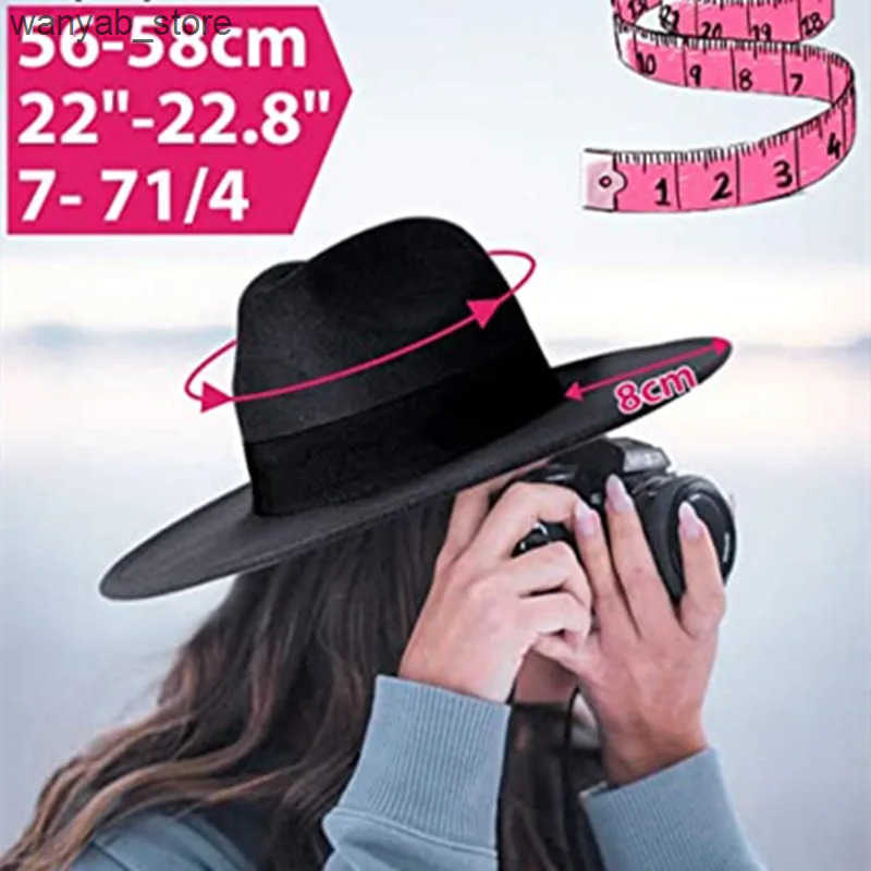 Cloches Women Winter Yellow Classic Elastic Fedora Hat Unisex Wool Felt Jazz Hats Elegant Men Women Wide Brim Panama Trilby Cap L240910