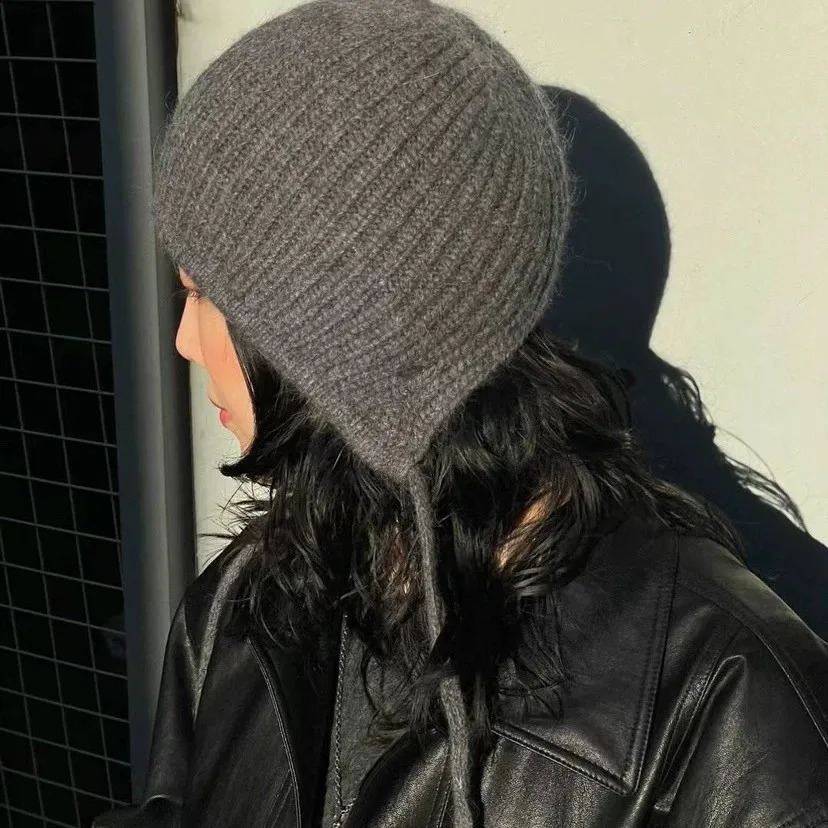 Winter Knitted Ear Hoods for Women and Men Warm Bear Hats Outdoor Skiing Balaclava Hoods Womens Skulls Hats Gorros 241205