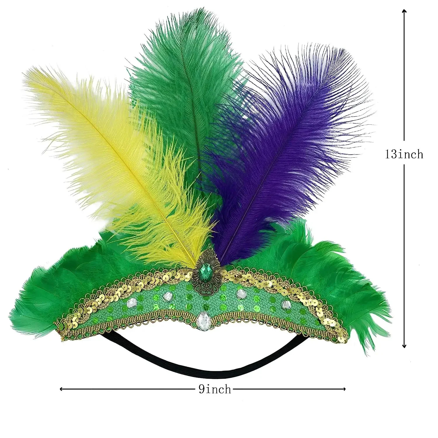 Carnival Crystal Crown Feather Headpieces for Women Show Girl Headdress Mardi Gras Accessories 1920s Flapper Headband 241122