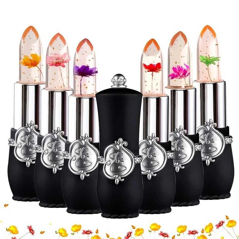 Flower Jelly Lipstick Set Temperature Change Moisturizer Flower Lipglaze Long Lasting Lip Balm Magic Color Change Lip GlossXJ241205