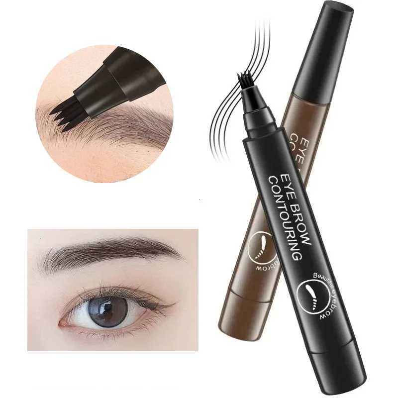 Microblade Eyebrow Tattoo Pen Waterproof 4-Fork Tip Durable Professional Fine Sketch Enhancement Template Eye Brows PencilW241205