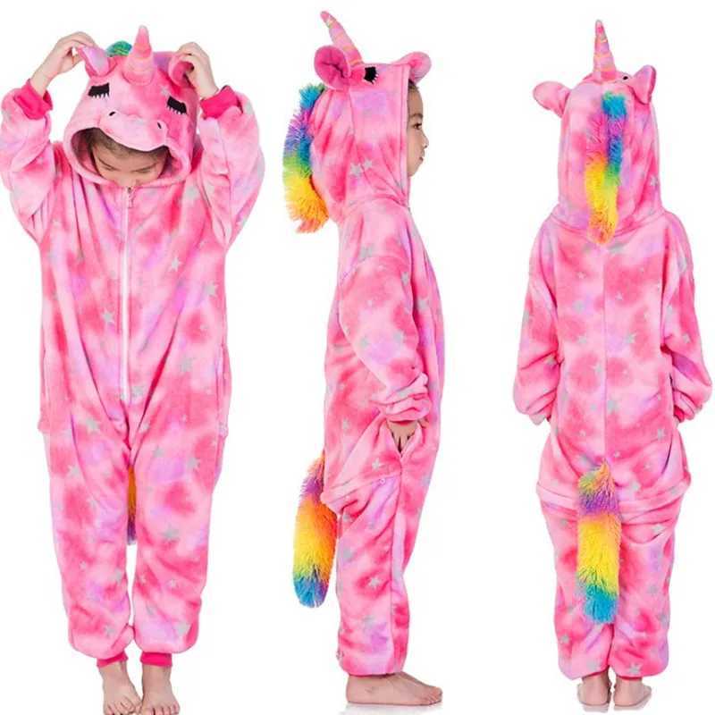 Pajamas Children Tiger Lion Fox Sika Deer Kigurumi Kids Onesies Pajamas Cosplay Costume for Halloween Carnival Party H241205