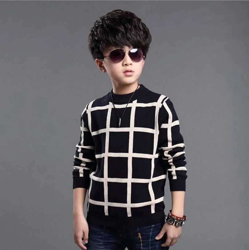 2023 Autumn Winter England Sle New Childrens Boys Plain Sweater Coat Childrens Clothing Jacquard Cotton Boys Zipper 4-10Y W241205