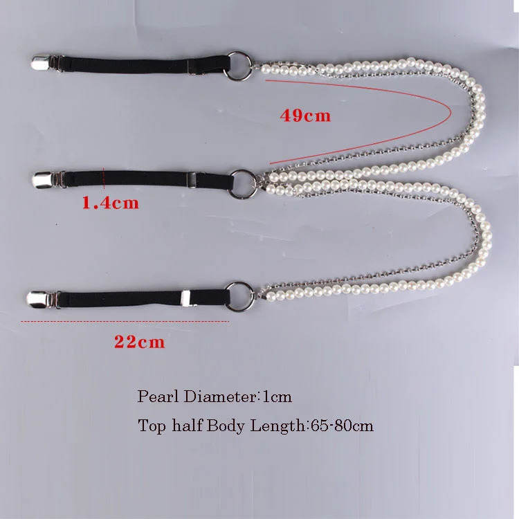 Slim Skinny Pearl Chain Decoration Strap Entrainment Female Elastic Women Suspenders For Outer Wear 241122