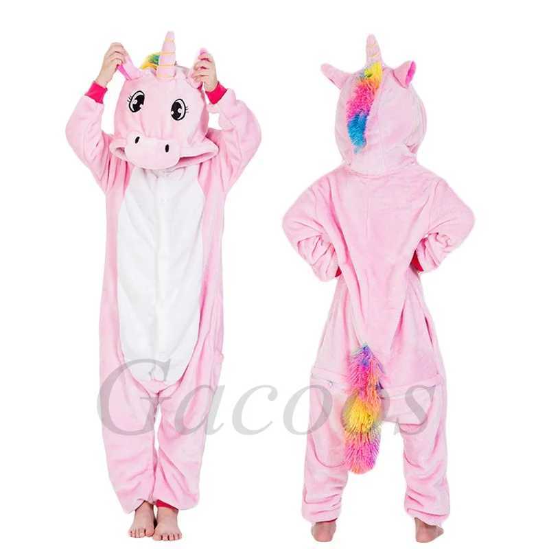 Pajamas Girl Boy Pajamas Cartoon Animal Dog Onesie One-piece Hooded Jumpsuit Kids Overalls Costume Fox Kigurumi Sleepwear Pijama H241205