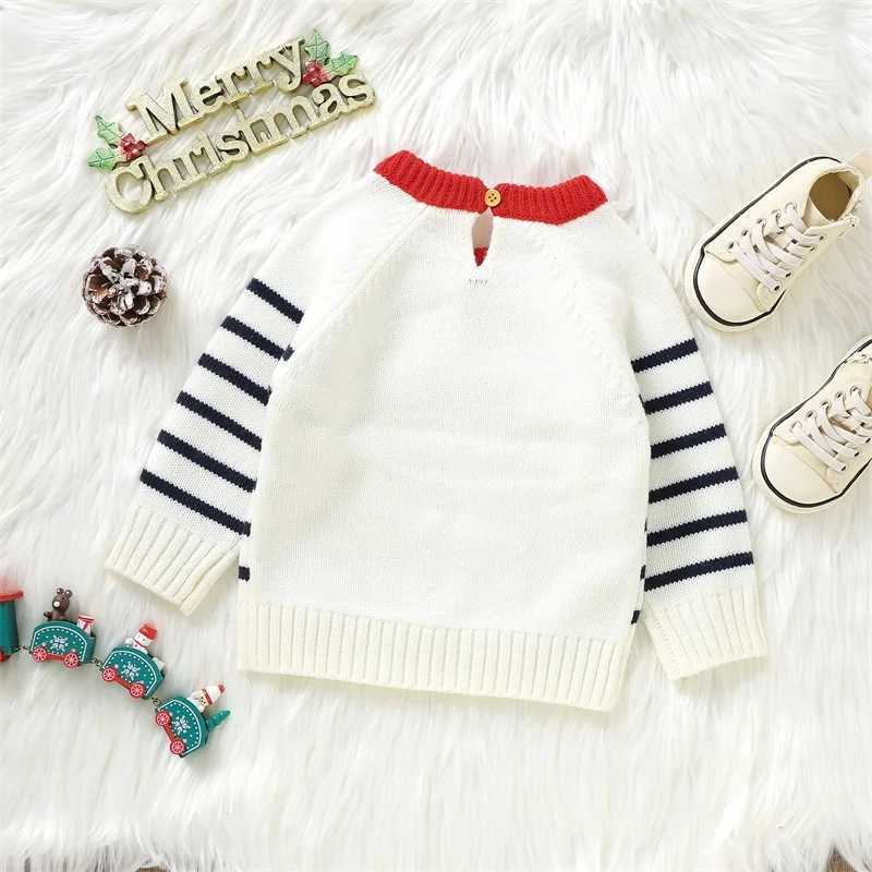 Cute baby reindeer knitted sweater with Christmas snowflake print for warmth long sleeved zipper baby knitting suitable for young children girls and b