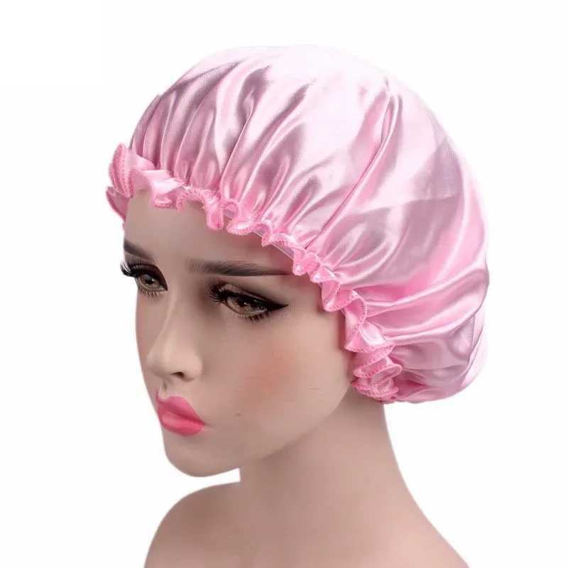 Women Silk Satin Night Sleep C Shower Cs Hair Care Beauty Bonnet Hat Head Cover Elastic Band Bathroom Shower CsXJ241205
