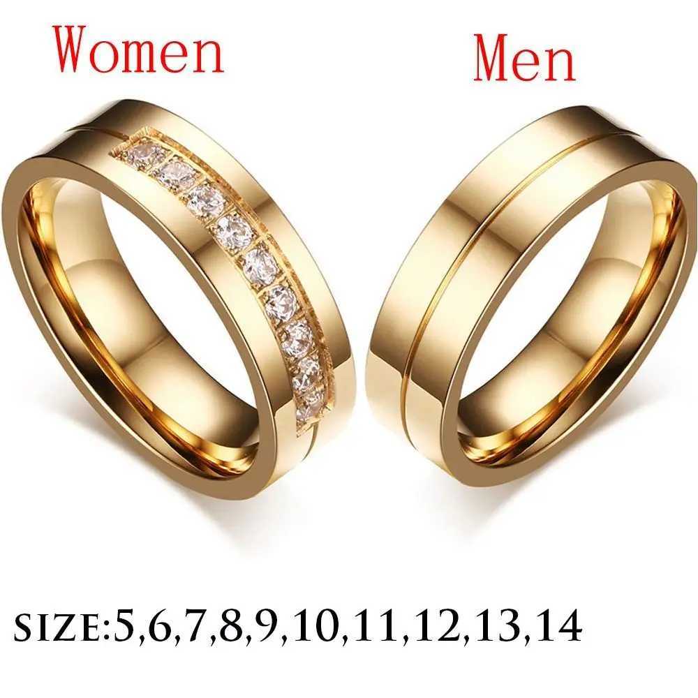 Womens wedding ring 18K gold-plated AAA CZ cubic zirconia stainless steel coupler ring W241205