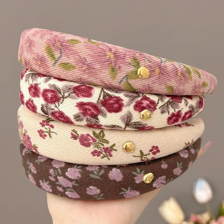 French retro fancy headband gold bean hair clip with high temperature sponge headband accessories 241205