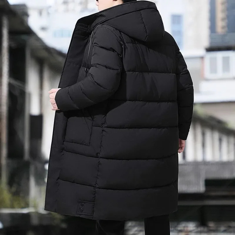 Mid Winter Thick Casual Trend Mens Fashion Hooded Cotton Jacket 241202