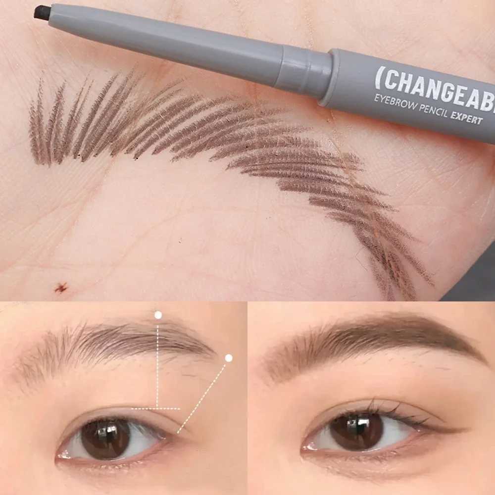 Waterproof eyebrow pencil with brush long-lasting without blooming black gray eyebrow tattoo pen makeup eyebrow coloring cosmetics W241205