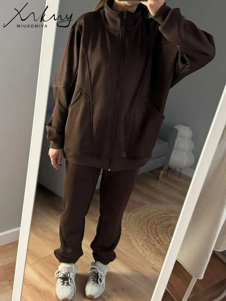 Autumn Zipper Tracksuit Women Two Piece Set Outfits Sports Trouser Suits for Women Pants Sets Woman 2 Pieces Oversize Sweatshirt 241204